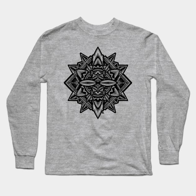 Sacred Geometry Flower of Life Mandala Long Sleeve T-Shirt by Roberto Jaras Lira